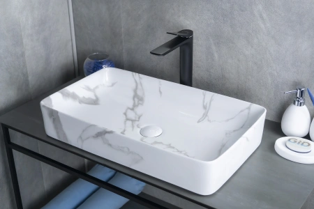 Раковина керамическая Gid Geométrico 54476 60х30 накладная цвет многоцветный без отверстий под смеситель