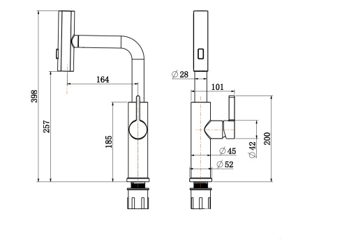Смеситель для кухни Tinos TI3732-18Grey на раковину/столешницу графит - фото 2