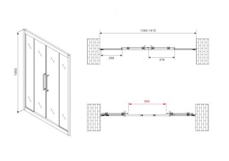 Душевая дверь Abber Schwarzer Diamant AG33140H 140х195 стекло прозрачное профиль хром