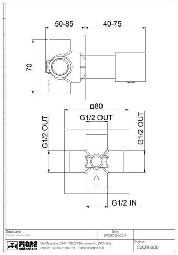 Смеситель Fiore Kube 30CR8800 встраиваемый в стену хром - фото 2