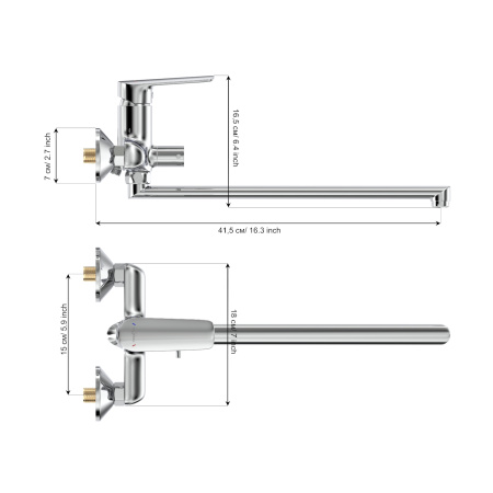Смеситель для ванны Tokito MISAWA TOK-MIS-1015 настенный хром