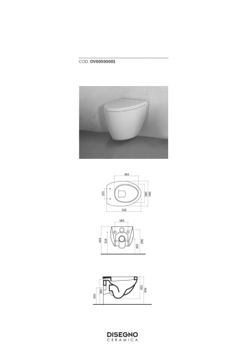 Унитаз Disegno Ceramica Ovo OV00500001 подвесной - фото 2