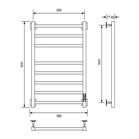 Полотенцесушитель Veconi Barro-B B8050CH-B 50х80 электрический хром