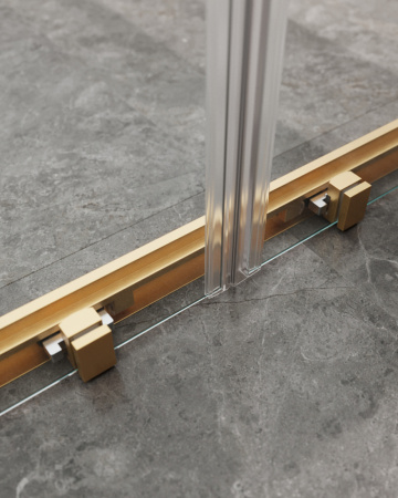 Душевой уголок Cezares MOLVENO MOLVENO-AH-2/1-170/90-C-BORO-IV 170х90 стекло прозрачное профиль золото брашированное без поддона