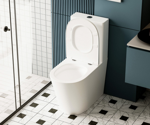 Унитаз напольный с бачком Abber Bequem AC1112TMW белый матовый с сиденьем безободковый смыв торнадо - фото 4