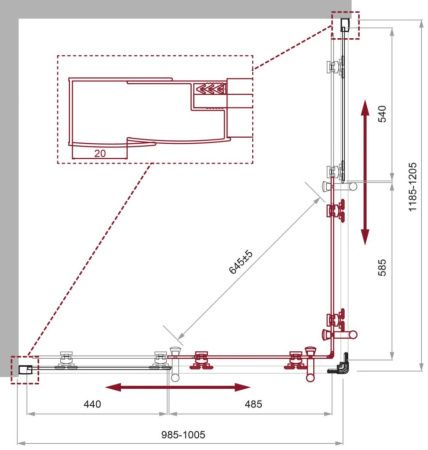 Душевой уголок BelBagno UNO-195 UNO-195-AH-2-120/100-C-Cr 120х100 стекло прозрачное профиль хром без поддона