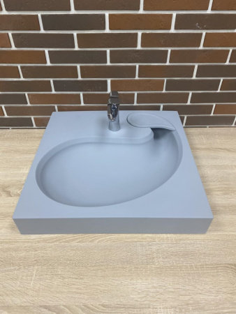 Раковина из искусственного мрамора Stella Polar Шебби SP-00001522 60х60 над стиральной машиной цвет серый матовый