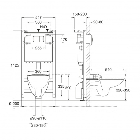 Комплект унитаз с инталляцией и клавишей смыва Roca Victoria 7893100000