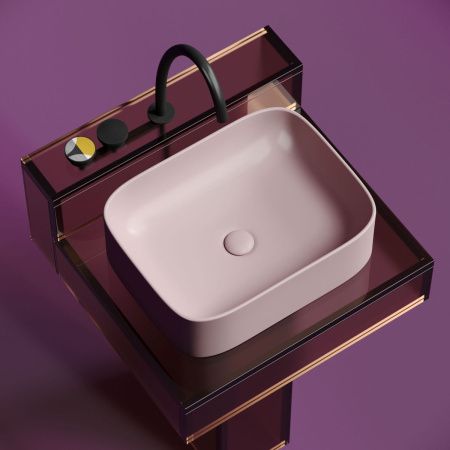 Раковина из сантехнического фарфора Ceramica Nova ELEMENT CN6052MP 50х40 накладная цвет розовый без отверстий под смеситель