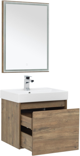 Комплект мебели: тумба с раковиной + зеркало Aquanet Nova Lite 00254215 60,5х45,7х136,5 напольный/подвесной - фото 2