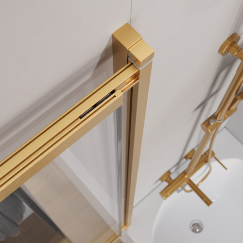 Душевая шторка на ванну Cezares SLIDER SLIDER-VF-11-90/150-C-BORO 90х150 стекло прозрачное профиль золото брашированное - фото 5