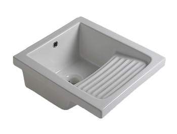 Раковина керамическая White Ceramic Постирочные раковины GAR.00.001 50х50 встраиваемая цвет белый