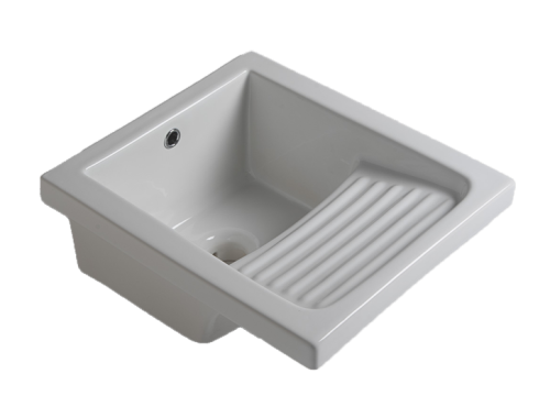 Раковина White Ceramic Постирочные раковины 45 см GAR.00.001 встраиваемая цвет белый глянцевый