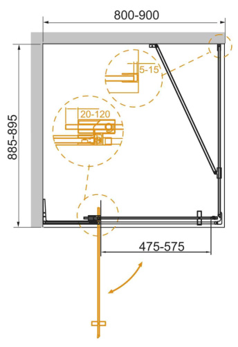 Душевой уголок Cezares SLIDER SLIDER-AH-1-90-80/90-GRIGIO-GM 80х90 стекло тонированное профиль оружейная сталь без поддона - фото 3
