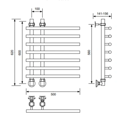 Полотенцесушитель водяной Veconi Tufo T601050GR 50х60 серый