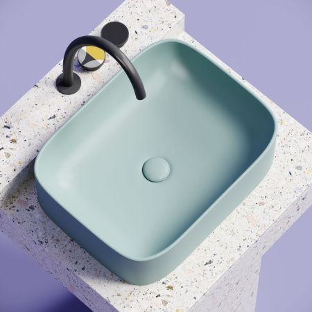 Раковина из сантехнического фарфора Ceramica Nova ELEMENT CN6052MLG 50х40 накладная цвет зеленый без отверстий под смеситель