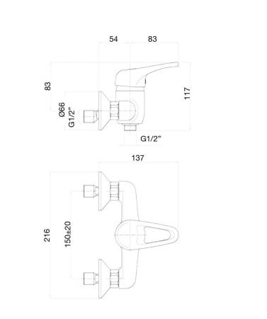 Смеситель для ванны и душа Fiore 37CR1230 настенный хром