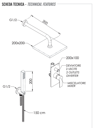 Душевая система Remer Energy EY09LS02O встраиваемая в стену цвет хром