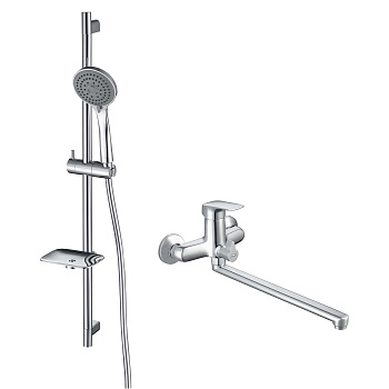 Комплект смесителей Aquatek ВЕГА AQ1033CR настенный хром без термостата