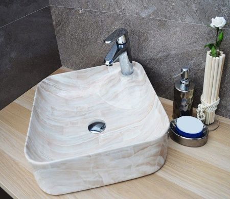 Раковина из сантехнического фаянса CeramaLux 591 40х40 накладная цвет многоцветный 1 отверстие под смеситель