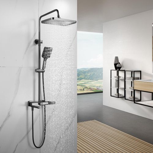 Душевая стойка Shevanik S9936T настенная цвет оружейная сталь - фото 4