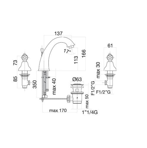 Смеситель Fiore 03OO0628 на раковину золото - фото 3