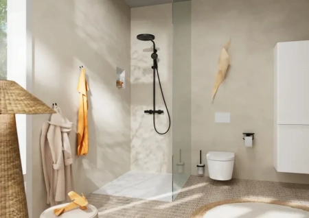 Душевая стойка Hansgrohe Pulsify S Puro 260 24236670 настенная цвет черный с термостатом