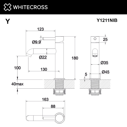 Смеситель для раковины Whitecross Y brushed nickel Y1211NIB на раковину никель брашированный - фото 3