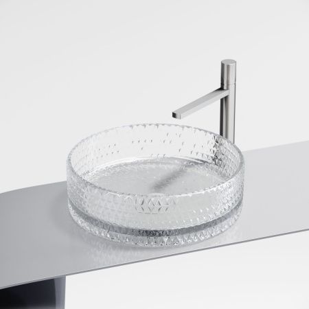 Раковина стеклянная Ceramica Nova CRISTAL CN6062 40х40 накладная цвет прозрачный без отверстий под смеситель