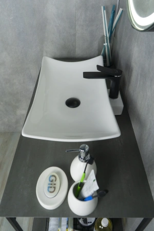 Раковина керамическая Gid Creativo 51129 60х40 накладная цвет белый 1 отверстие под смеситель