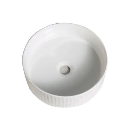 Раковина из сантехнического фарфора Sintesi SIN-LVB-APP-410 40х40 накладная цвет белый без отверстий под смеситель