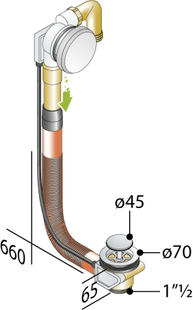 Слив-перелив для ванны OMP Tea 595.180.6