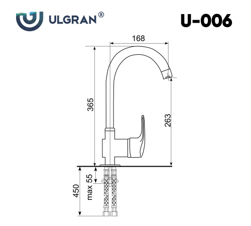 Смеситель для кухни Ulgran Classic U-006 Хром на раковину хром без термостата - фото 2