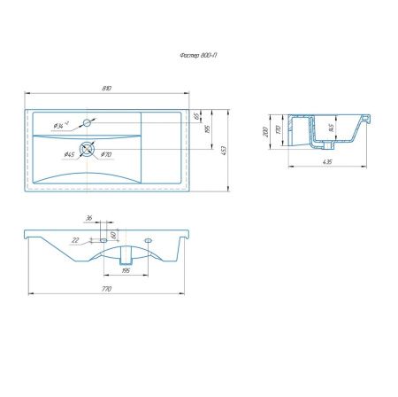 Раковина из сантехнического фаянса СанТа Фостер80П 80х50 накладная цвет белый