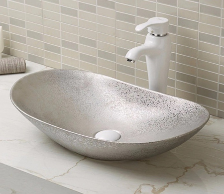 Раковина из санфаянса CeramaLux 7811ASS 62х36 накладная цвет серый