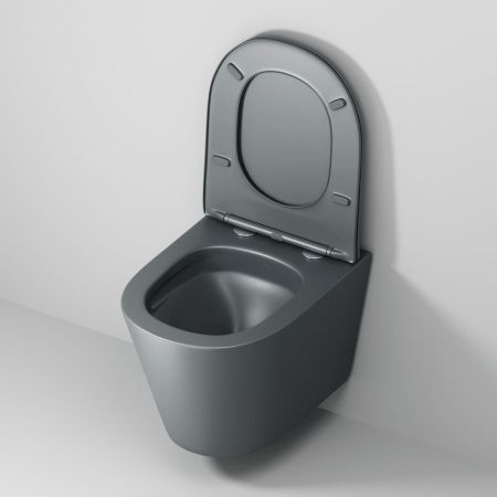 Унитаз подвесной Grossman Торнадо GR-4477GMSQ серый с сиденьем микролифт безободковый смыв торнадо