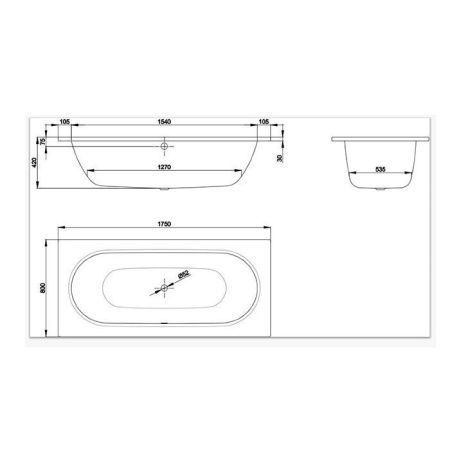 Ванна стальная Bette Starlet 1450-000 PLUS 175х80 встраиваемая прямоугольная без ножек
