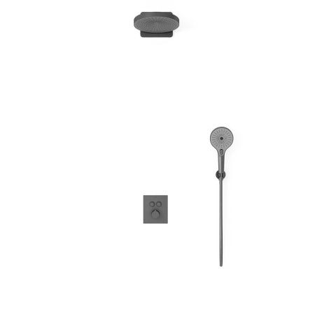 Душевая система Vincea VSFW-3I21T1GM встраиваемая в стену цвет вороненая сталь с термостатом