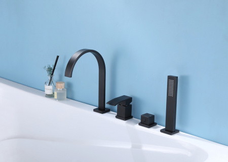 Смеситель Abber Wasserfall AF8613B на борт ванны черный