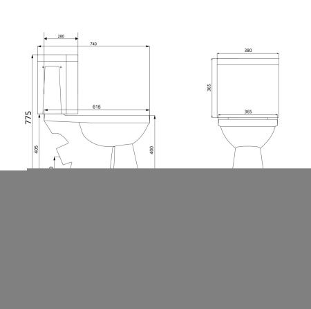 Унитаз напольный с бачком Creo Сeramique PROJECT COMBO-PR1003C белый с сиденьем с микролифт душевой смыв