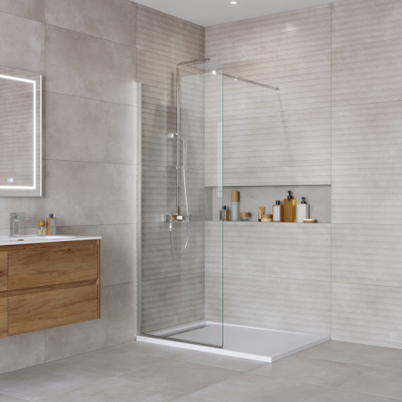 Душевая перегородка BelBagno KRAFT KRAFT-L-1-70-C-Cr 70х195 стекло прозрачное профиль хром глянцевый