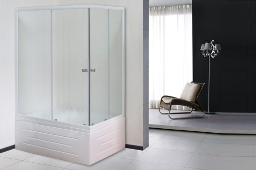 Душевой уголок Royal Bath BP RB8100BP-C-L 100х80 стекло матовое профиль белый с поддоном