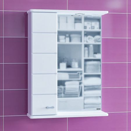 Зеркало-шкаф СанТа Омега 107003 60х80 подвесной цвет белый/коричневый