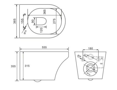 Унитаз подвесной CHARUS TORRE BIANCA EWC700-124W белый с сиденьем микролифт безободковый каскадный смыв