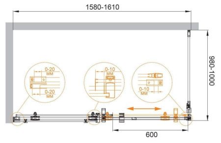 Душевой уголок Cezares STYLUS-M STYLUS-O-M-AH-1-160/100-C-Cr 160х100 стекло прозрачное профиль хром без поддона