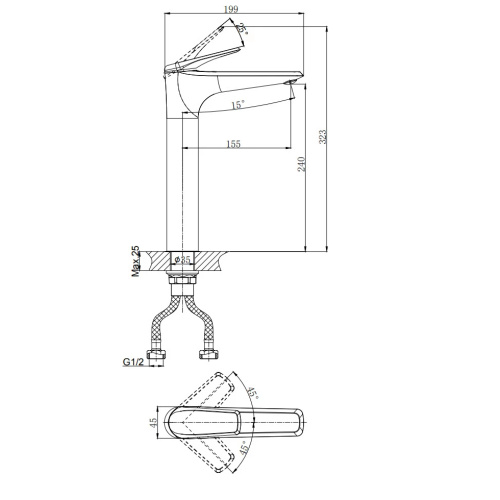 Смеситель Rush Nevis NE1735-11blаск на столешницу черный - фото 2