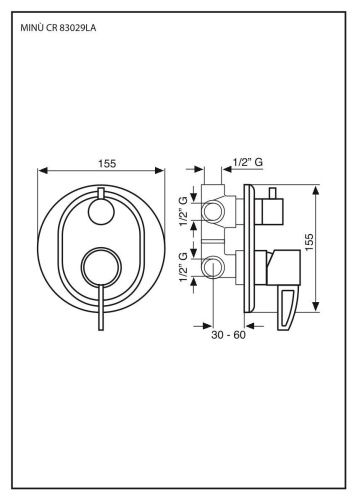 Смеситель Emmevi Minu 83029LA/CR встраиваемый в стену хром - фото 2