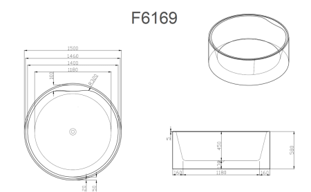 Ванна акриловая Frank 12532 150х150 отдельностоящая круглая с ножками