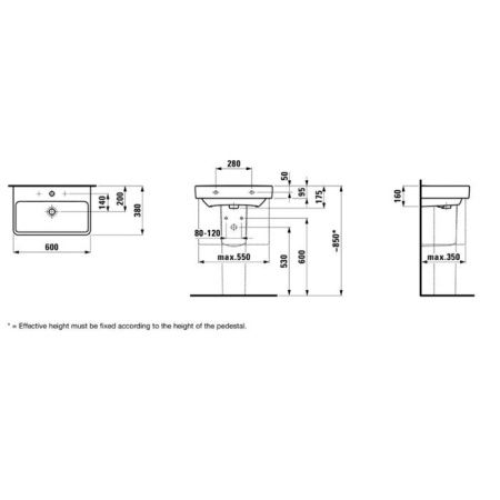 Раковина керамическая Laufen Pro 8.1895.9.000.104.1 60х40 подвесная цвет белый 1 отверстие под смеситель