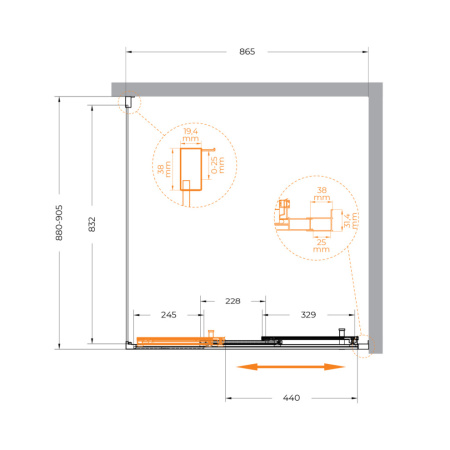 Душевой уголок Cezares MOLVENO MOLVENO-AF-31-90-C-CR-IV 90х90 стекло прозрачное профиль хром глянцевый без поддона
